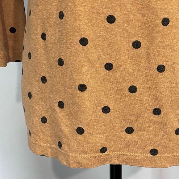 Land's End | Women’s Tan Black Polka Dot Boat Neck Cotton Sweater Top Size S - Picture 5 of 15